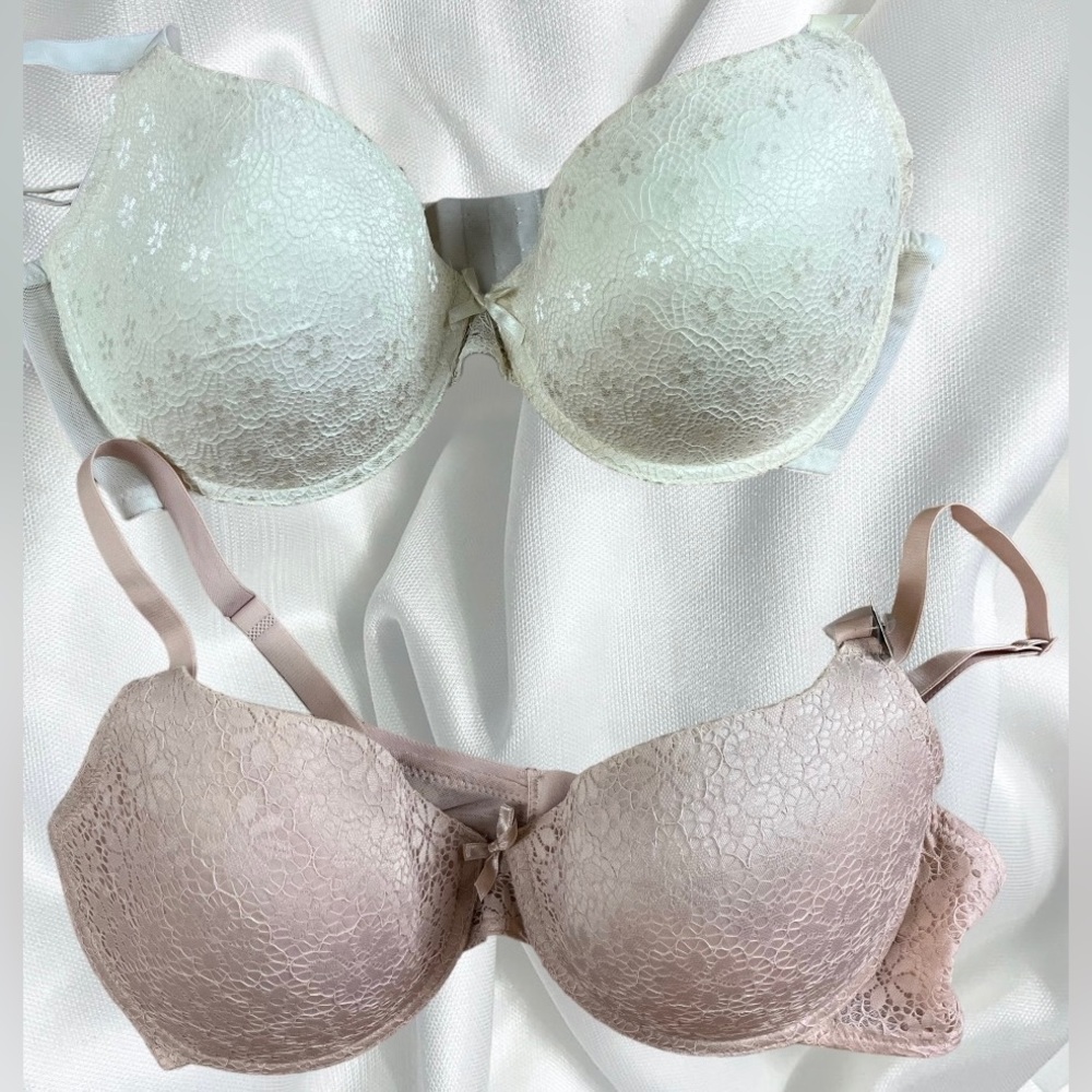 Laura Ashley Size 40 D Everyday Comfort Bras NEW 2 Pack Underwire Lace Deep V